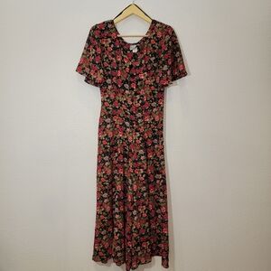 Vintage 80s/90s Breakin' Loose Floral Button-Front Jumpsuit | Made in USA | Size